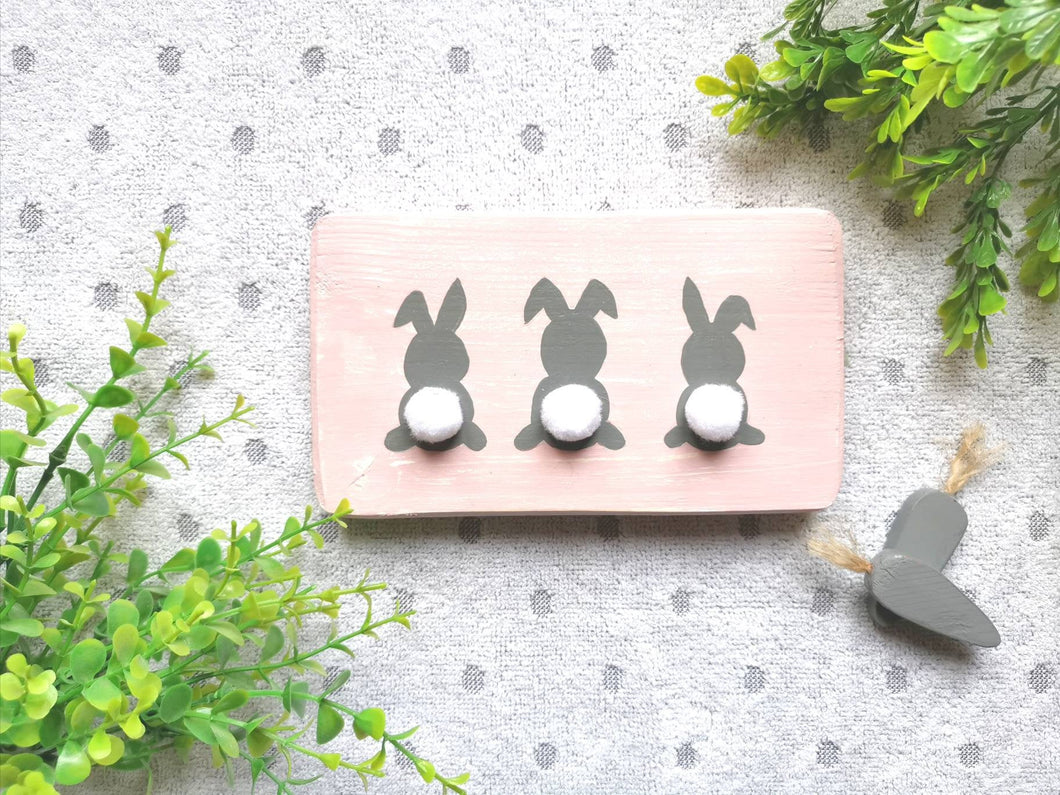Wooden bunny sign, Rabbit plaque, home interiors, tiered tray decor, Easter accessories