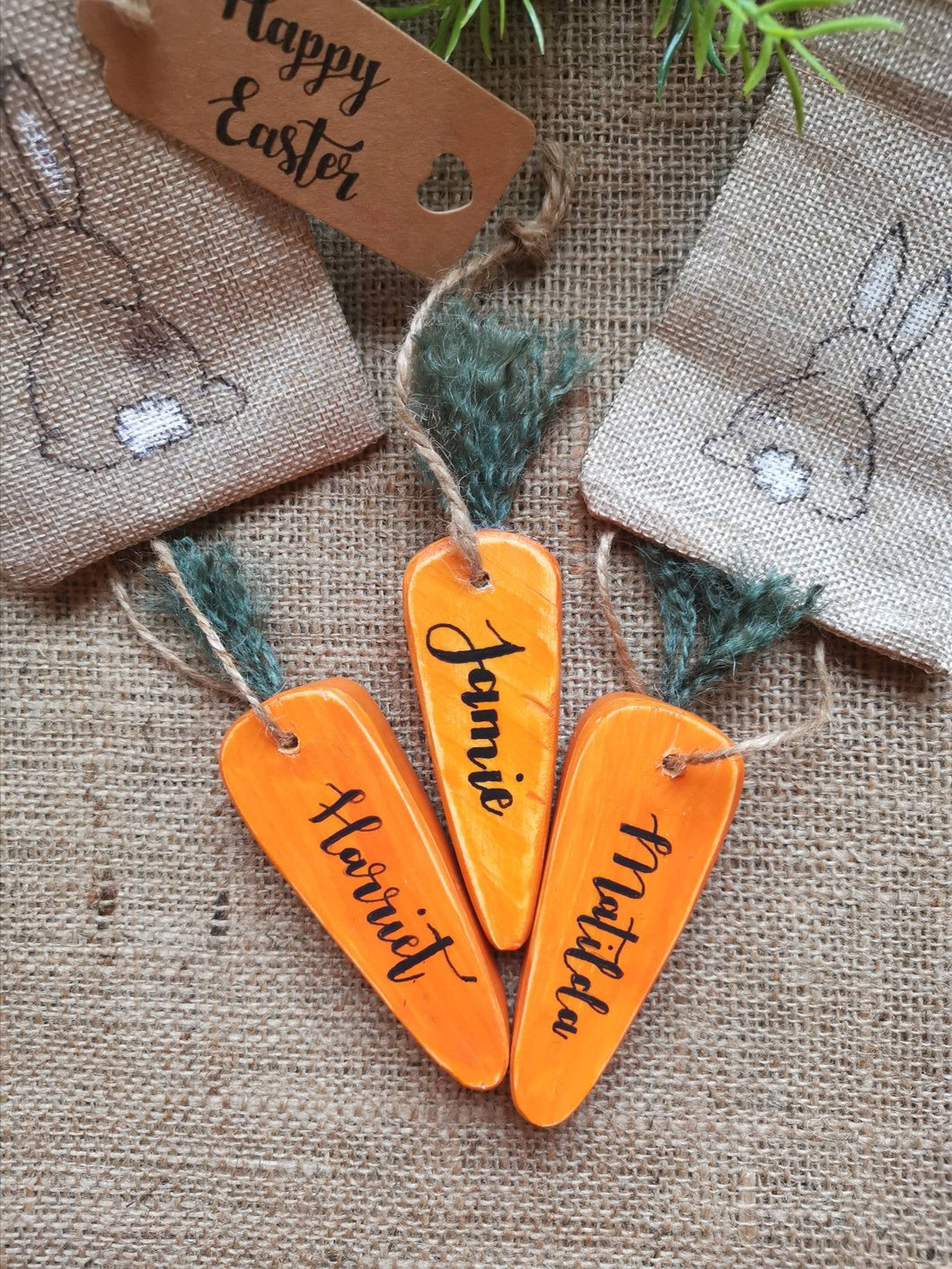 Personalised Easter decoration , Wooden Hanging carrot