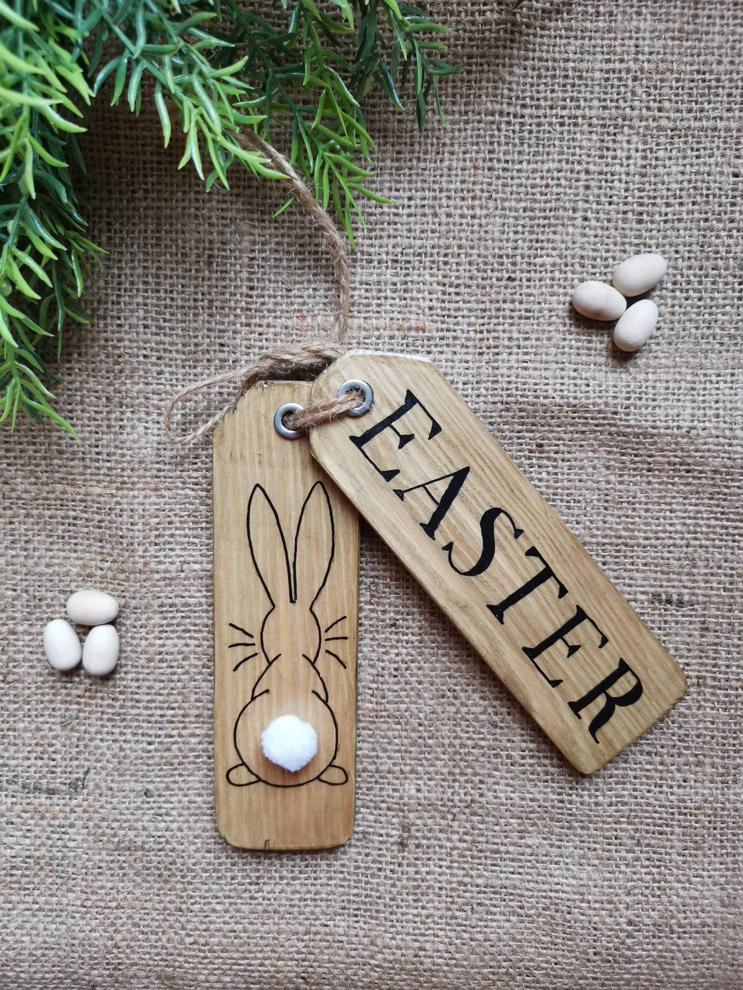 Wooden Easter Tags, Easter signs, spring decor, tiered tray accessories, Monochrome, wooden Hanging tags,