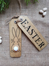 Load image into Gallery viewer, Wooden Easter Tags, Easter signs, spring decor, tiered tray accessories, Monochrome, wooden Hanging tags,
