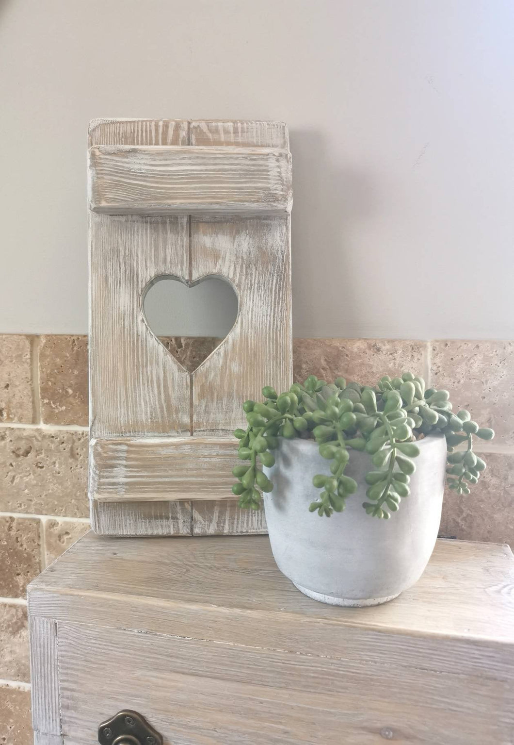 Rustic Shutter Panel, wooden primitive home decor, heart shutter, rustic white interiors