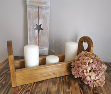 Load image into Gallery viewer, Wooden Trug, Wooden storage Crate, Table centrepiece, candle display, table decor, table display
