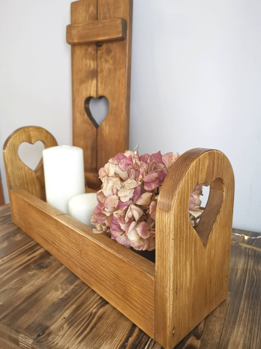 Wooden Trug, Wooden storage Crate, Table centrepiece, candle display, table decor, table display